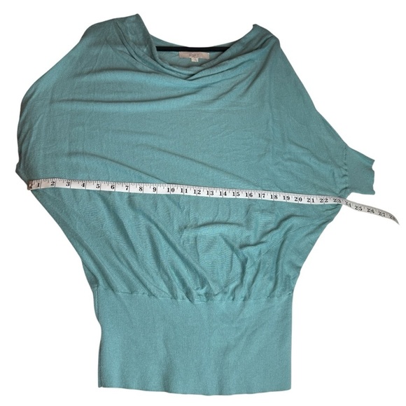 Loft Women's Blue Waffle Knit Cowl Neck Dolman Sleeve Pullover Sweater SZ L - Picture 5 of 8